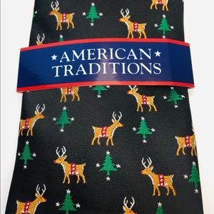 Black Christmas Reindeer Tie NEW